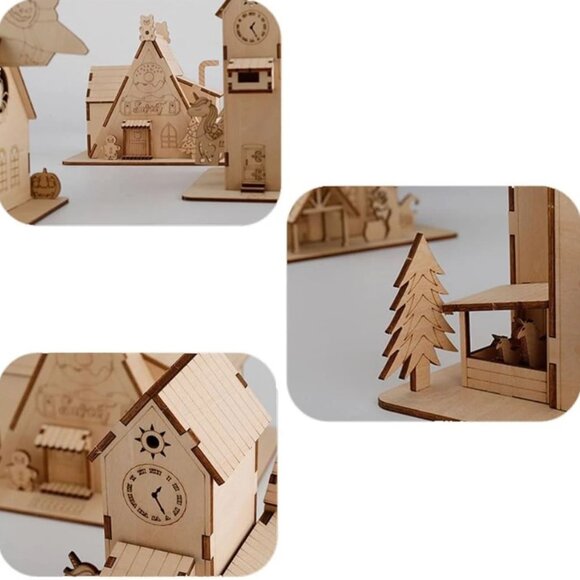 Diy Color Magic House Wooden Model Creative Arts and Crafts Set Gift on Birthday - Picture 5 of 5